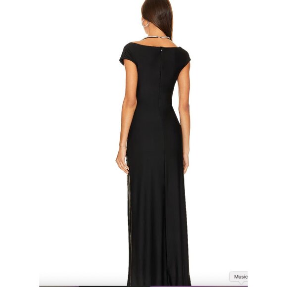 Khanum’s x Revolve Black Khine Gown NWT Off Shoulder Crystal Strap Maxi  - S - Picture 4 of 14